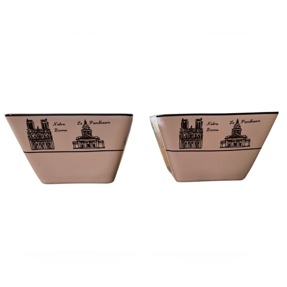 222 FIFTH Around The City Paris China Appetizer Bowls Eiffel Tower White/Black - Picture 2 of 9